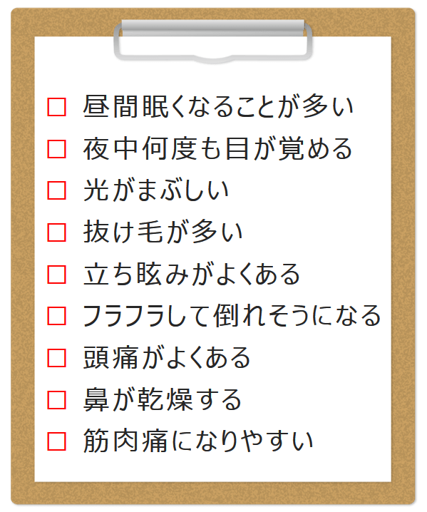 疲労度のチェック項目